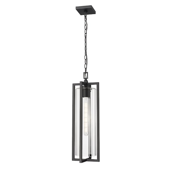 Z-Lite Aura 1 Light Outdoor Chain Mount Ceiling Fixture, 8in. W x 25in. H, Black 5013CHB-BK - main